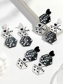 1 Cặp Hoa tai hình xúc xắc hình học 3D Acrylic thời trang, Thiết kế ba chiều nhiều màu sắc, Thích hợp cho phụ nữ đeo trong lễ hội - xúc xắc - Xem 12