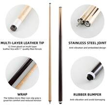 Pool Cue Stick Billiard Pool Cue Stick Lightweight Portable 2 Section - Black and White - View 3