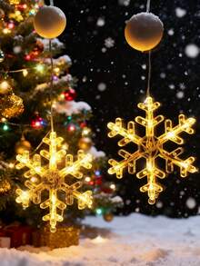 1 Stück Weihnachtsfenster Lichtdekoration, Weihnachtsdekoration LED Saugnapf Licht, Weihnachtsschneeflocken-förmiges LED Saugnapf Licht, batteriebetrieben für Innen- und Außendekoration, Weihnachtsbaum, Kamin, Fenster Dekoration, Raumdekoration (Batterie nicht enthalten)