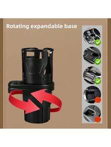 Schwarzer Auto-Getränkehalter 2-in-1 Multifunktions-Getränkehalter und Handyhalter für das Auto