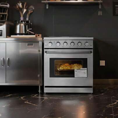 Gas Range Oven, 30 Inches Width, Freestanding Stainless Steel Stove And Oven With 5 Sealed Cooktop Burners, Easy Reach Racks, Storage Drawer, 4.8 Cu. Ft. Capacity, For Apartment, Home, Kitchen