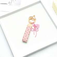 1 breloc elegant din piele PU imprimat cu inel din aliaj de zinc rezistent la rugină, accesoriu de modă pentru femei la modă, potrivit pentru chei auto, chei de ușă și cadouri, breloc, breloc la modă, durabil și robust.