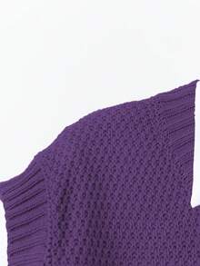 大码休闲纯色圆领针织毛衣背心