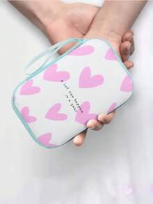Handpainted Heart Data Cable Organizer Pouch, Colorful Butterfly Pattern Earphone Storage Box, Floral Charging Cable Zipper Bag, Creative Painted Electronics Organizer Electronic Organizer Storage Bag Waterproof Portable For Travel For Tech For Women For Men