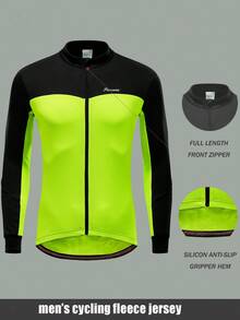 LEOPATRIX Men's Cycling Jacket, Warm And Windproof Long Sleeve Fleece Cycling Jacket With 3 Rear Pockets, Winter - Yellow - View 5