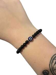 Men Bracelet Evil's Eye Black Tourmaline Empathy Protection Aura Shield Absorb Negative Energy Bracelet Crystal Healing Stress Relief Bracelet