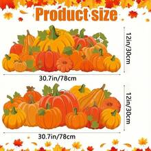 2 Peças Estacas Decorativas de Abóbora Grande de Outono com Impressão Plana 2D (Horizontal) - Decorações Rústicas de Fazenda de Ação de Graças, Decoração de Outono para Quintal com Abóbora Laranja Vibrante e Folhas Amarelas, Fácil Instalação para Gramado, Varanda, Decorações Externas de Outono