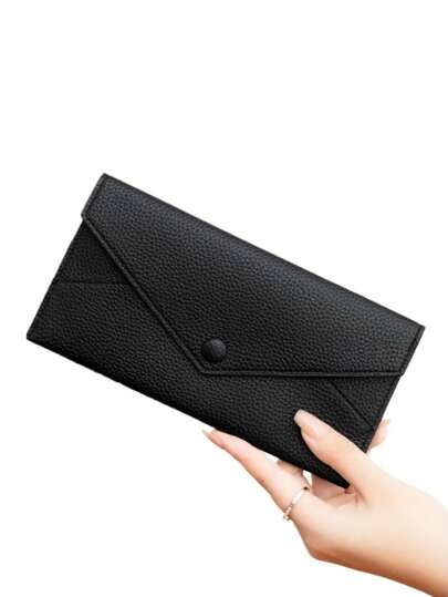 RFID Diebstahlschutz Neue Damen Geldbörse mit Litchi-Prägung, weiches Leder, Umschlag-Langgeldbörse, super dünn, tragbar, minimalistisch, Clutch für Damen, Geldtasche, Portemonnaie