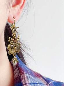 2pcs Vintage Exaggerated Insect Metal Pendant Earrings, Suitable For Women's Daily/Activity/Party Wear - Multicolor - View 6