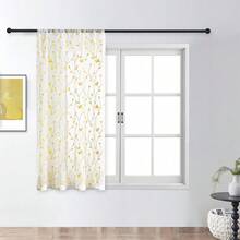 Perdele transparente cu broderie botanică / Perdea transparentă albă simplă cu buzunar / Perdele din voal semi-transparente cu aspect de in, model floral de viță de vie brodate / Pentru dormitor, sufragerie, decor de toamnă, decor de toamnă, decor cameră - Galben - Vizualizare 16