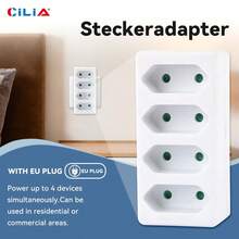 1/2pcs Universal 4-In-1 European Power Outlet Adapter, Compact Design, Suitable For Office, Kitchen, Living Room, White - EU E Type Plug(220-240V) - View 3