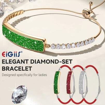 EIGIIS 2025 New Women's Smart Bracelet With 2 Bands, 5ATM Waterproof Fitness Tracker With Sleep Monitor/Female Menstrual Cycle Activity Tracking For IOS Android Phones, Fashion Diamond Bracelet, Holiday Birthday Gift For Girlfriend Wife