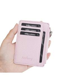 女士简约多卡位拉链卡包女士钱包迷你钱包零钱包卡包卡包 - 粉色 - 查看 4