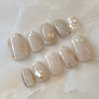 10 móng giả dán thủ công, hình bầu dục ngắn, nhiều màu sắc để lựa chọn, kiểu Pháp Y2K, màu pha lê băng giá trong suốt, thiết kế mắt mèo tối giản và họa tiết hoa vẽ tay, phù hợp cho phụ nữ và bé gái, lý tưởng cho các bữa tiệc mùa thu/đông và sử dụng hàng ngày.