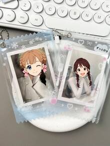 1pc Romantic Butterfly & Snowflake Design PVC Zipper Bag, 3 Inch Instant Photo/ID Card Holder, Idol Fan Collection Display Storage Pouch