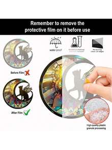 花月黑猫窗户挂饰双面亚克力捕光器壁挂装饰品适用于家庭室内室外花园装饰，送给猫迷的乔迁礼物