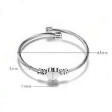 1PC Silver Heart 26 Letter Initial Bracelet-A-Z Stainless Steel Engraved Charm Bracelet, Woman Jewelry For Family & Friends Birthday Festival  Surprise Gift - 銀色 - 查看 4
