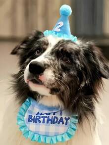 1 Bộ mũ và yếm sinh nhật cho thú cưng, đồ trang trí sinh nhật dễ thương phù hợp cho mèo và chó, quà tặng sinh nhật cho thú cưng đáng yêu - Nhiều màu - Xem 5
