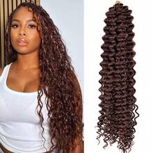 1/3件装长款深波浪编发，女士适用，22/28英寸海洋波浪钩针编织假发，卷曲编发，女神辫，铜色波西米亚风盒式辫，钩针编织假发，合成波浪编发，女士适用，万圣节、圣诞节 - 彩色 - 查看 38