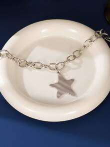 1 件夏日海滩海星吊坠粗链项链，适合女性日常、派对、度假、旅行佩戴 - 銀色 - 查看 2