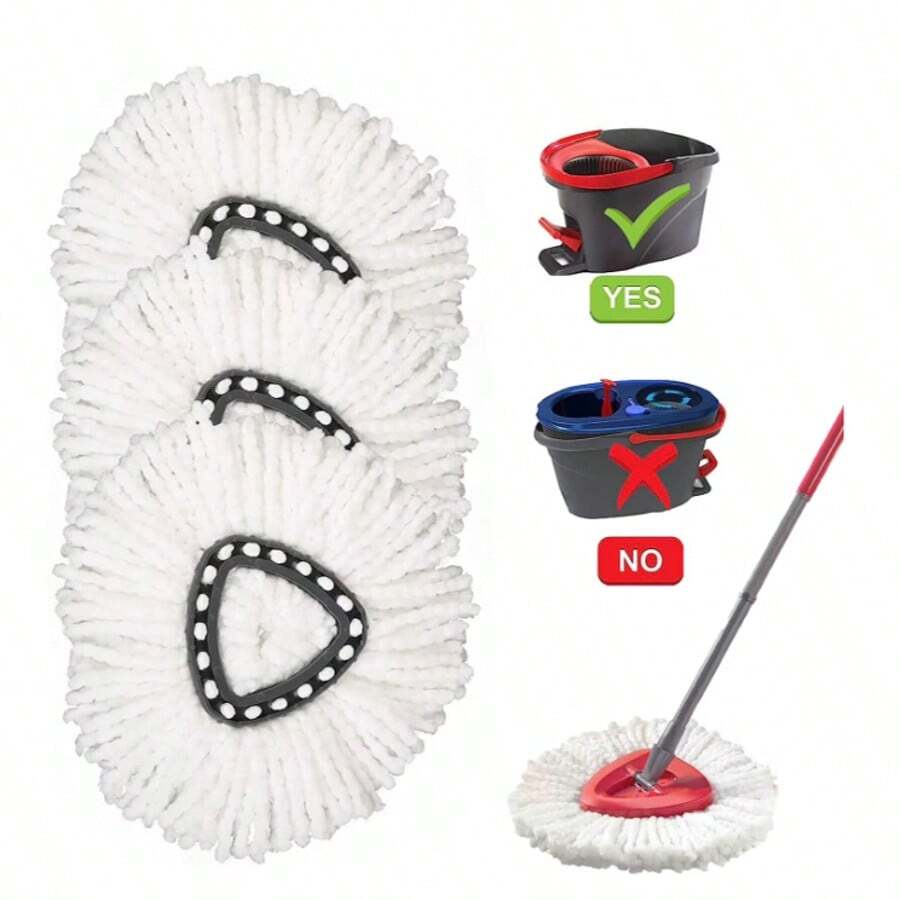 3 Pcs Mop Head Replacement For O-Cedar Spin Mop, EasyWring Microfibers Mop Refill Heads - 白色 - 查看 1