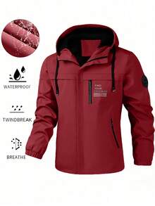 1 pieza Chaqueta cortavientos para hombre para exteriores, abrigo deportivo resistente al agua, adecuado para primavera y otoño - Rojo - Ver 7