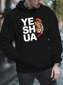 YE SHUA Sudadera de Forro Polar para Hombre Otoño Invierno Sudadera con Capucha Gratis Moda Americana Impresa Regalo para Hombre - Negro - Ver 2