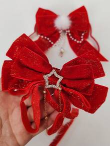 1pc Adult Versatile Accessory Sweet Girl Glitter Bow Ribbon Tassel Durable Non-Damaging Duck Clip Side Bangs Hair Clip Hair Pin Suitable For Holidays, Parties, Birthdays, Travel, Daily Use, Cute Accessories, Claw Clips