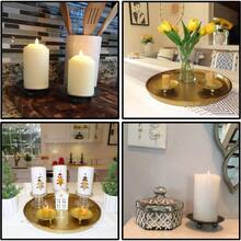 U200CRUENXG 3.5'' Gold Iron Candle Holders Set Of 4 - Rust - Resistant Pillar Candle Stand With Two - Tone Glass Plate Dining Table Shelf Decor Wedding RV Use