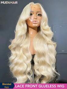 34英寸200%密度水波纹蕾丝前假发,真人混纺发丝,预先拔毛,13x4高清透明水波纹蕾丝前假发,#613金色,自然发际线带婴儿绒毛,200%密度水波纹蕾丝假发,深波纹蕾丝前假发,适合女性日常佩戴 - S/613 - 查看 2