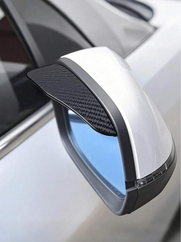 2pcs/Set PVC Carbon Fiber Texture Rearview Mirror Covers, Side Mirror Rain Guards, Thick Design For All-Weather Protection, Rearview Mirror Visors, Universal Fit For Car Side Mirrors, Great Gift For Valentine's Day, Halloween, Christmas, Father's Day