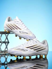 New Recommended Soccer Shoes For Men, Women, And Teenagers, Featuring Long Studs, Non-Slip, Low-Top, Durable Design For All-Season Wear, Suitable For Daily Grass Soccer Training And Matches - White - View 6