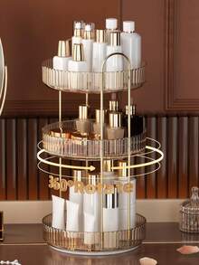 Rotating Makeup Organizer, 360° Spinning Skincare Organizers, Bathroom Organizer,Adjustable Layer Cosmetic Storage Lazy Susan Makeup Organizers For Dresser Bathroom, Yellow
