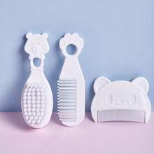 3件套婴儿熊造型梳子套装，包含发刷、沐浴刷、新生儿乳痂刷、卡通熊造型梳理套装 - 彩色 - 查看 9