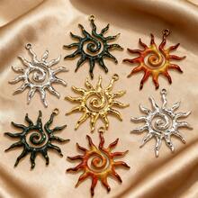 5pcs Stainless Steel Fashionable Hundred Sun Moon Heart Pendant DIY Necklace Earrings Jewelry Accessories Making Daily Wear Gifts