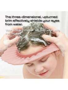 1个婴儿硅胶浴帽，柔软可调节防晒帽，保护头部、眼睛和耳朵，粉色 - 彩色 - 查看 6