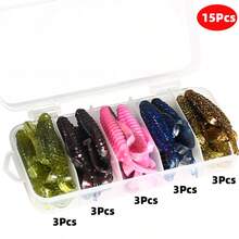 5pcs/15pcs Soft Lure Sinking Shrimp Fishing Bait, Outdoor Fishing Lure