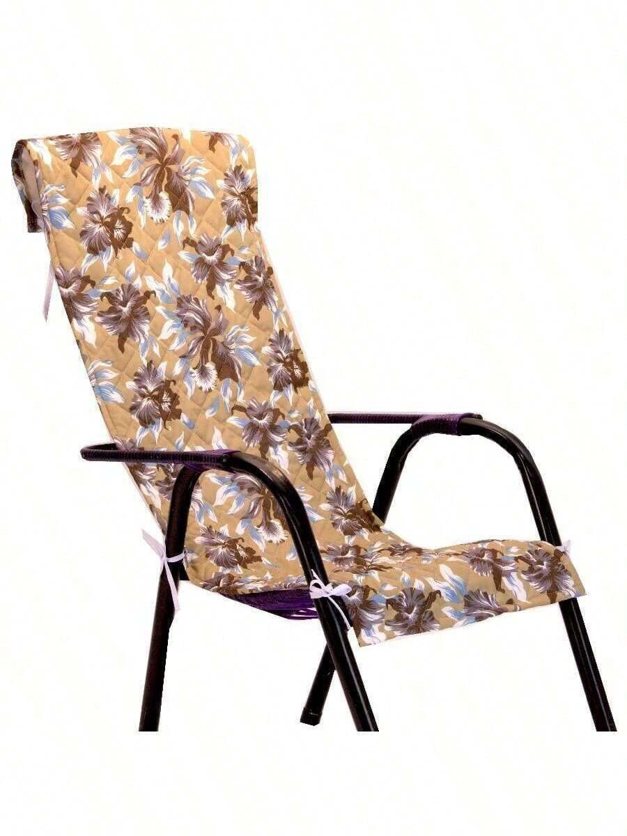 Capa de Cadeira Espreguiçadeira Floral Avulsa - Bege - Visão 1