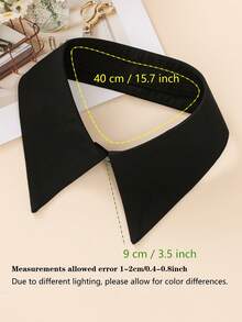 1件女士新款时尚装饰雪纺可拆卸领子，多功能衬衫卫衣打底衫，可拆卸蝴蝶结领 - 黑色 - 查看 10