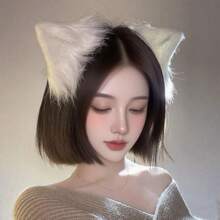 1pair Halloween Cute Cat Ears Animal Ears Headband Hair Clip - trắng - Xem 4