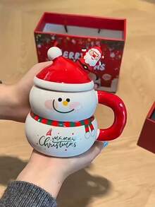 1 件创意圣诞陶瓷杯带勺，大容量带盖，附赠礼盒，适合作为礼物 - 彩色 - 查看 7
