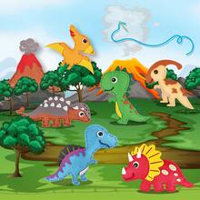 Kit de costura creativo del mundo de los dinosaurios para niños, juguete de manualidades interactivo entre padres e hijos de tela no tejida. El kit incluye varios materiales de tela no tejida con formas de dinosaurios y agujas de plástico. Los padres pueden guiar a los niños a aprender costura básica y hacer juntos Triceratops, Spinosaurus, etc., mejorando las habilidades motoras finas de los niños y el vínculo entre padres e hijos.