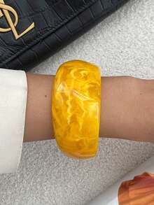 1pc/4pcs/Set Bohemian Geometric Arc Smooth Resin Cuff Bracelet, Luxurious Casual Party Women Couples Wedding Holiday Versatile Metal Jewelry Bracelet Gift (The Material And Color Of The Bracelet Are Subject To The Actual Product)