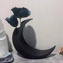 3D Printed Moon Shaped Vase - Gothic Victorian Era Moon Decorative Vase, High-Quality Plastic Tabletop Vase, Holiday Party Decoration, Creative Friend Gift, Bohemian Style Decoration | Delicate Pattern Decoration, Vase Home Decoration Room Decor Flower Vase Glass Vase