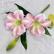 半朵仿真百合花，逼真装饰，适用于卧室、客厅、梳妆台、人造植物、百合花、家居装饰、桌面装饰、插花、人造花、人造装饰、塑料花、庭院装饰、婚礼装饰、花束、仿真花 - 彩色 - 查看 5