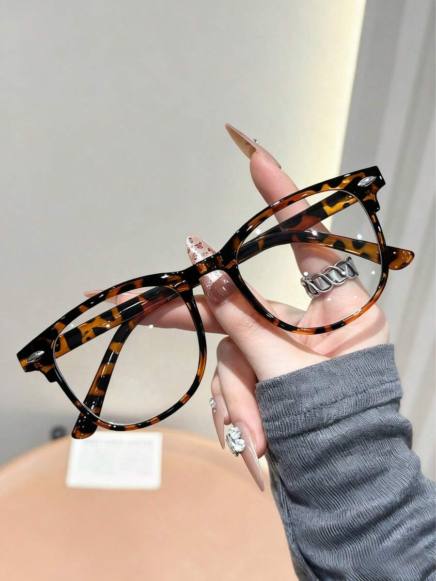 1pc Unisex Fashion Plastic Glasses, Solid Color Pattern, Casual Style, Oval Frame Shape, Suitable For Daily Commute, Hiking, Study, Party, Back To School, Street Photography, Outfit Matching, Great Gift, Fits All Face Shapes, High Quality Glasses