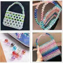 1 盒 6 毫米（1400 颗）8 毫米（600 颗）透明 AB 亚克力圆珠，24 种随机颜色混合塑料泡泡糖珠带孔散装隔珠散装适用于手链项链珠宝制作 DIY 工艺品