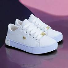 Tênis Infantil Casual Menina – Fácil de Calçar e Super Confortável – Pronta Entrega - Branco - Visão 2