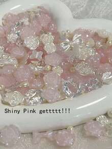 80pcs Small Glitter Starry Faux Pearl Rose Decor Mixed Colors Valentines