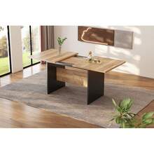 Expandable Dining Table 140/180*80cm, Suitable For 4-6 People, Rectangular Wood Grain Dining Table, Natural, Minimalist Style Expandable Dining Table - 1 - 查看 6